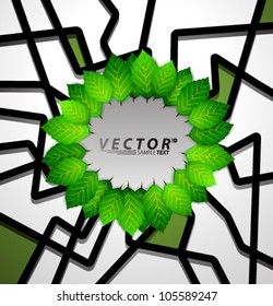 Vector Design - eps10 Green Concept with Branch of Leaves Background
