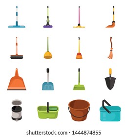 Vector design of equipment and housework symbol. Set of equipment and clean stock vector illustration.