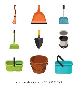 Vector design of equipment and housework symbol. Collection of equipment and clean stock vector illustration.