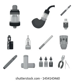 Vector design of equipment and pipe symbol. Collection of equipment and taste stock vector illustration.