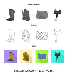 Vector design of equipment and riding icon. Collection of equipment and competition vector icon for stock.