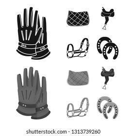 Vector design of equipment and riding icon. Collection of equipment and competition stock vector illustration.