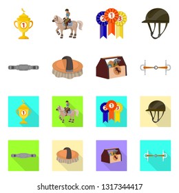Vector design of equipment and riding icon. Set of equipment and competition vector icon for stock.