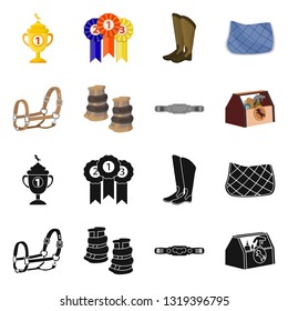 Vector design of equipment and riding icon. Collection of equipment and competition vector icon for stock.