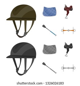 Vector design of equipment and riding icon. Set of equipment and competition stock symbol for web.