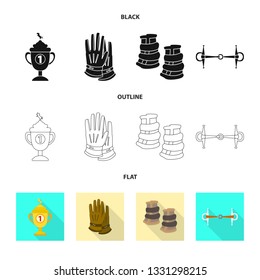 Vector design of equipment and riding icon. Collection of equipment and competition stock symbol for web.