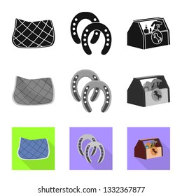 Vector design of equipment and riding icon. Set of equipment and competition stock symbol for web.