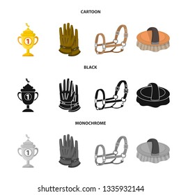 Vector design of equipment and riding icon. Set of equipment and competition stock symbol for web.