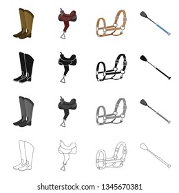 Vector design of equipment and riding icon. Collection of equipment and competition stock vector illustration.