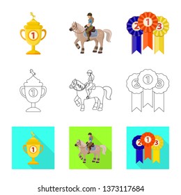 Vector design of equipment and riding icon. Set of equipment and competition vector icon for stock.