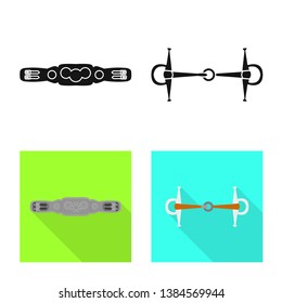 Vector design of equipment and riding icon. Set of equipment and competition stock symbol for web.