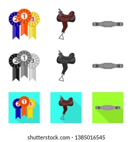 Vector design of equipment and riding icon. Set of equipment and competition stock symbol for web.