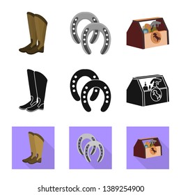 Vector design of equipment and riding icon. Collection of equipment and competition stock symbol for web.