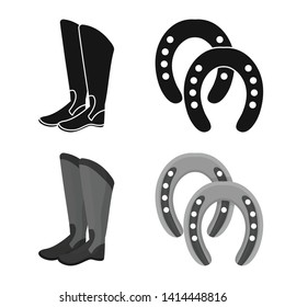 Vector design of equipment and riding icon. Set of equipment and competition stock symbol for web.