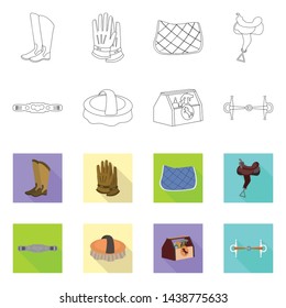Vector design of equipment and riding icon. Collection of equipment and competition stock vector illustration.