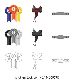 Vector design of equipment and riding icon. Set of equipment and competition vector icon for stock.