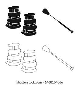 Vector design of equipment and riding icon. Set of equipment and competition stock symbol for web.