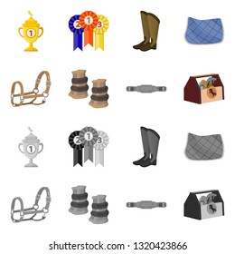 Vector design of equipment and riding logo. Collection of equipment and competition stock symbol for web.
