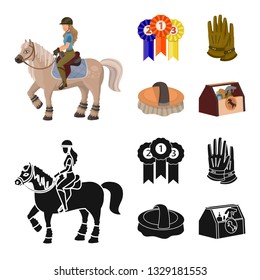 Vector design of equipment and riding logo. Set of equipment and competition stock vector illustration.