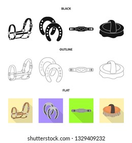Vector design of equipment and riding logo. Set of equipment and competition stock symbol for web.