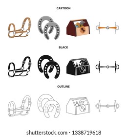Vector design of equipment and riding logo. Collection of equipment and competition stock symbol for web.