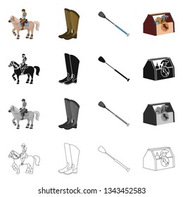 Vector design of equipment and riding logo. Set of equipment and competition stock symbol for web.
