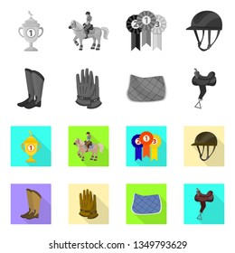 Vector design of equipment and riding logo. Collection of equipment and competition stock symbol for web.