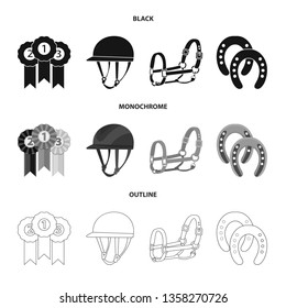Vector design of equipment and riding logo. Set of equipment and competition vector icon for stock.