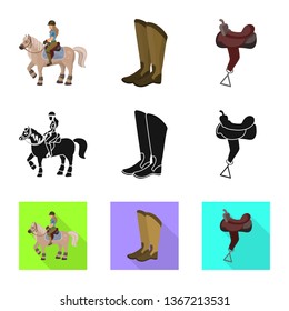 Vector design of equipment and riding logo. Set of equipment and competition vector icon for stock.