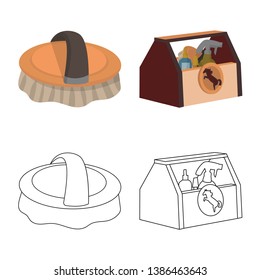 Vector design of equipment and riding logo. Set of equipment and competition stock symbol for web.