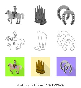 Vector design of equipment and riding logo. Collection of equipment and competition stock vector illustration.
