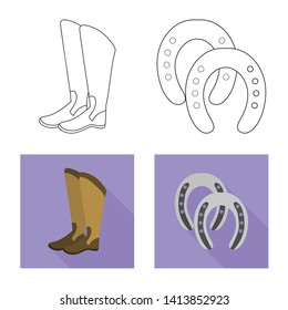 Vector design of equipment and riding logo. Set of equipment and competition vector icon for stock.