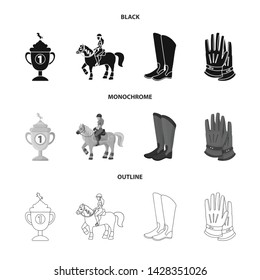 Vector design of equipment and riding logo. Set of equipment and competition vector icon for stock.
