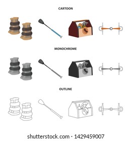 Vector design of equipment and riding logo. Collection of equipment and competition stock symbol for web.