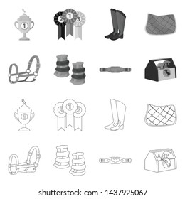 Vector design of equipment and riding logo. Collection of equipment and competition stock symbol for web.