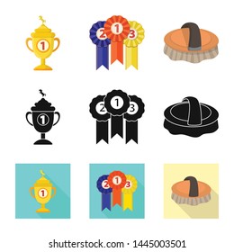 Vector design of equipment and riding logo. Set of equipment and competition stock symbol for web.