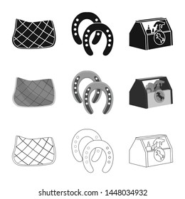 Vector design of equipment and riding logo. Set of equipment and competition stock symbol for web.