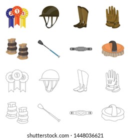 Vector design of equipment and riding logo. Set of equipment and competition stock vector illustration.