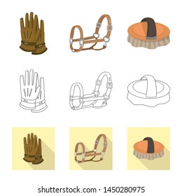 Vector design of equipment and riding logo. Set of equipment and competition vector icon for stock.