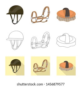Vector design of equipment and riding logo. Set of equipment and competition stock vector illustration.