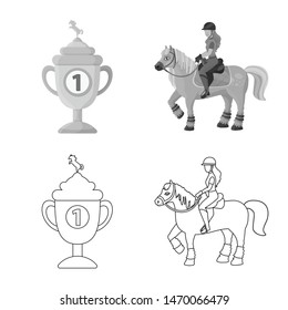 Vector design of equipment and riding logo. Set of equipment and competition vector icon for stock.