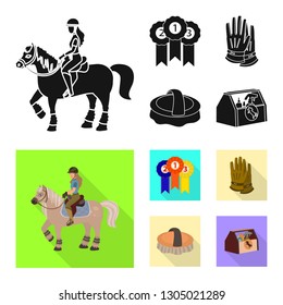 Vector design of equipment and riding sign. Set of equipment and competition stock vector illustration.