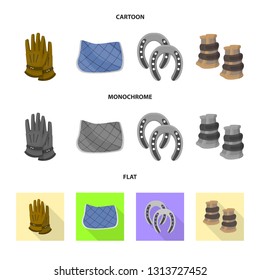 Vector design of equipment and riding sign. Set of equipment and competition stock vector illustration.