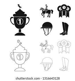 Vector design of equipment and riding sign. Collection of equipment and competition stock symbol for web.