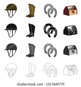 Vector design of equipment and riding sign. Collection of equipment and competition vector icon for stock.