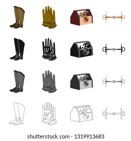 Vector design of equipment and riding sign. Set of equipment and competition vector icon for stock.