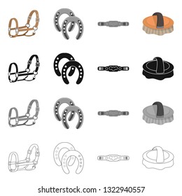 Vector design of equipment and riding sign. Collection of equipment and competition stock vector illustration.