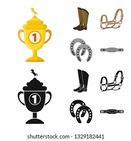 Vector design of equipment and riding sign. Collection of equipment and competition vector icon for stock.