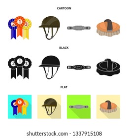 Vector design of equipment and riding sign. Collection of equipment and competition stock vector illustration.