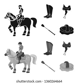 Vector design of equipment and riding sign. Collection of equipment and competition vector icon for stock.